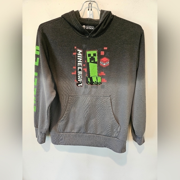 Jinx Other - JINX TEEN BOY'S MINECRAFT CREEPER GREY OMBRE HOODED PULLOVER SWEATSHIRT SIZE S